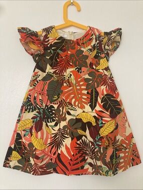 LIU JO Milano Tropical Leaf Print Dress Girls Size 4 Years